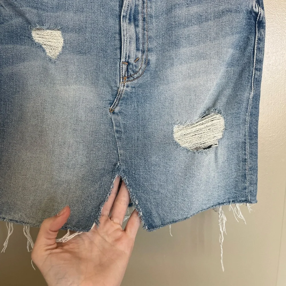 MOTHER Blue Distressed Denim Mini Skirt - Picture 2 of 5
